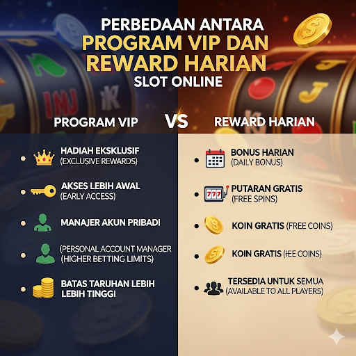 Perbedaan Antara Program VIP dan Reward Harian Slot Online